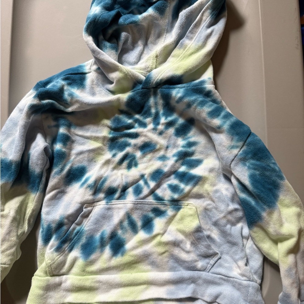 Old Navy Blue and Yellow Tie-Dye Hoodie